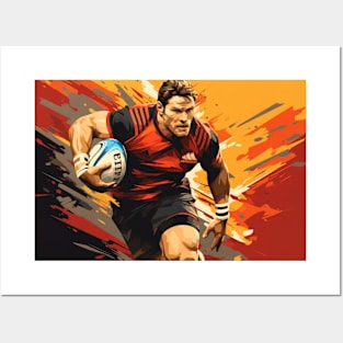 Rugby Action Sport Painting Abstract Art Decor Posters and Art